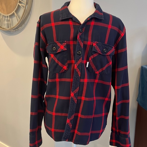 Topo Red & Navy Plaid Button Down Shirt - Men’s Medium - Picture 1 of 6